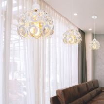Wottes - 3-pack Modern Ceiling Hanging Lamp Crystal Chandelier Lampshade Fixture Semi Flush Pendant Lighting White Ø26cm
