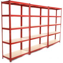 Briefness - 3 pack Racking Bays 5 Tier Boltless Garage Shelving Unit Storage Rack Heavy Duty