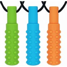 3 Pack Sensory Chew Necklaces, Silicone Chew Sticks for Autism, Chew Toys for Kids, Boys, Girls, Oral Sensory Motor Skills - Alwaysh