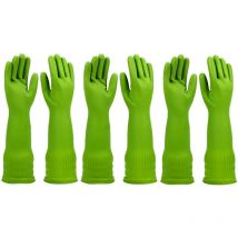 3 Paires Gants de Nettoyage Ménagers Réutilisables, Gants de Vaisselle en Caoutchouc pour la Cuisine, Gant de Protection, Gants Latex, Manches