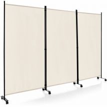 3 Panel Room Divider on Wheels Rolling Privacy Screens Portable Freestanding