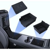 3 Pcs Accessoires pour Tesla Model Y 2021-2024 et Model 3 2021-2023, Organisateur de Console Centrale, Boîte de Rangement pour Accoudoir et Boîte de