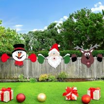 3 Pcs Décoration Noël Extérieur pour Clôture, 4030cm Pere Noel Décoration, Decoration Renne de noel Exterieur, Bonhomme de Neige Décoration Noel,