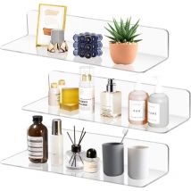 Sunxury - 3 Pcs Étagère Decoration Transparent Étagère Murale Flottante Étagère Rangement Murale Étagères sans Percage Petite Étagère Flottante en