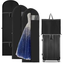 3 Pcs Housse Vetements à Suspendre, 180 x 60 cm Housse Robe Longue, Traspirante Pliant Housse Costume Homme Avec 2 Poignées, Rangement Vêtements et