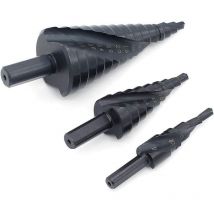 Lucky-88 - 3 Pcs hss Spirale Nitruration Foret étagé pour trou de coupe, Agrandir, en tle, pcv, travail du bois 4-12mm/4-20mm/4-32mm