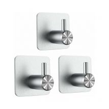 3 pezzi gancio adesivo, gancio da parete per bagno, portasciugamani senza foratura, portasciugamani da cucina in acciaio inossidabile, argento