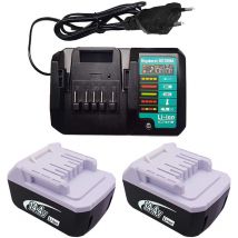 Powerwings - 3 pièces) 2X Batterie BL1440G 14,4V 4,0Ah & Chargeur DC18WA 14,4V & 18V Pour Makita 196375-4 BL1411G BL1413G BL1415G HP347D DF347D