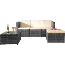 3 Piece Rattan Garden Patio Furniture Set in Grey