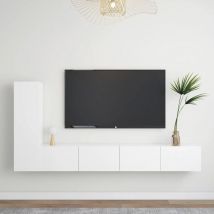 3 Piece tv Cabinet Set,TV stand,TV Unit Cabinet White Engineered Wood VSVS34364
