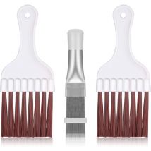 Soekavia - 3pcs Air Conditioner Condenser Cleaning Brush, Stainless Steel Air Conditioner Fin Cleaner, Refrigerator Cleaning Whisk Brush