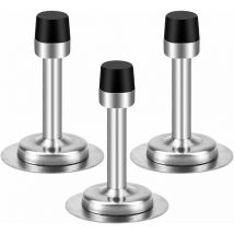Lablanc - 3 Pièces Arrêts de Portes, 2 in 1 Butée de Porte Murale Adhésive Acier Inoxydable avec Noir Caoutchouc