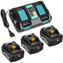 Powerwings - 3 Pièces BL1850B Batterie + Chargeur Double DC18RD pour Makita 2 Batteries 18V 5,0Ah BL1850 BL1860B BL1860 BL1815 BL1830 BL1840, Radio