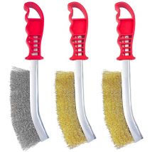 3 Pièces Brosse Metallique a Main, 140mm Brosse Métallique Fil Acier Laitonné, Acier Inoxydable Brosse Metalique pour Enlever La Rouille, La