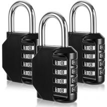 Csparkv - 3 Pièces Cadenas Code, Cadenas a Code 4 Chiffres, Alliage de Zinc Cadenas Casier, Cadenas Code Exterieur, Serrure à Combinaison pour