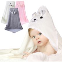 3 Pièces Cape de Bain Bébé à Capuche, 80 x 80cm Sortie de Bain Bébé Super Absorbante, Drap Serviette de Bain pour Bébé Nouveau-né
