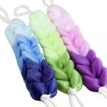 (3 Pièces) Éponge longue Tresses Maille Éponge Nylon Bain Barre Longue éPonge Fleur de Bain Peau Exfoliant Dos Gommage pour homme et femme