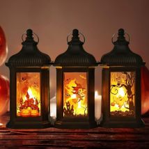 3 Pièces Lanterne Halloween LED, Decoration Halloween Exterieur et Interieur a Suspendre, Halloween Decoration Citrouille Lumineuse, Décoration