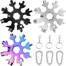 3 Pièces Outil Multifonction Flocon De Neige 18 en 1 Cadeau Noel Homme Flocon Outil Multifonction Portatif Petit Cadeaux de Noël