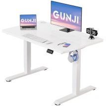 Table élévatrice de bureau réglable en hauteur, capacité de charge 70 kg, fonction mémoire à 2 niveaux, planches de bois épissées 100 cm Blanc
