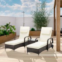 3 Pieces Rattan Sun Lounger Bed Recliner Outdoor Chair & Side Table Set Venice brown