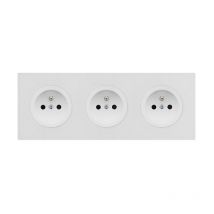 3 prises 2P+T blanc glossy dom avec plaque triple blanc – Solution fonctionnelle et design pour vos espaces modernes Fontini