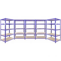 3 Rayonnages Q-Rax Bleus 90cm x 50cm x 182cm & 2 Rayonnages Q-Rax Bleus 120cm x 50cm x 182cm en Acier Sans Boulons - Monster Racking