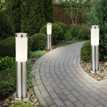 Etc-shop - Lot de 3 lampadaires d'extérieur douilles d'éclairage sur pied en acier inoxydable lampadaires spots IP44 E27 light