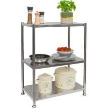 Shelfr - 3 Ripiani Scaffale in Acciaio Inox - 60kg Scaffalatura Metallo - 61x36x82 Cucina