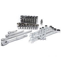 Steckschlüssel-Satz, 3/8', mit Ratschen-Ringmaulschlüsseln, 42-teilig - Sata
