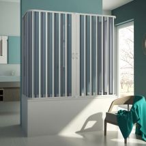 Idralite - 3-seitige Badewannenaufsatz In Pvc Falttür H 150 Cm Mod. Muse 70x140x70 Cm