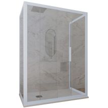 3-seitige Duschkabine 75x130x75 Klarglas Vintage-blau Deco Trio
