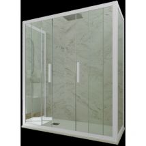 3-seitige Duschkabine 80x160x80 Klarglas Weiß Star Trio