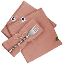 3 Serviettes de table en gaze de coton Rose peche