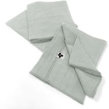 3 Serviettes de table en gaze de coton vert eucalyptus