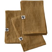 3 Serviettes de table en Lin Soline Caramel