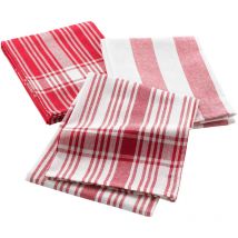 3 Serviettes torchons coton tisse 50 x 70 cm Bayados rouge