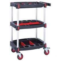 GPC - 3 Shelf Tool Trolley - 1310 x 550 x 460mm - Red Black