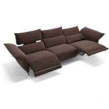 Sofanella - Stoff 3-Sitzer xxl cuneo Dunkelbraun m: 328 Breite x 101 Tiefe Füße: Schwarz - Dunkelbraun