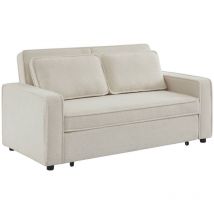 Sweeek - 3-Sitzer Schlafsofa mit cremeweißem Bouclé-Bezug