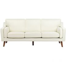 Beliani - 3-Sitzer Sofa Cremeweiß Stoffbezug mit Hohen Holzbeinen Dicke Sitz- und Rückenkissen Rundumbezug Modern Wohnzimmer Ausstattung Polstersofa