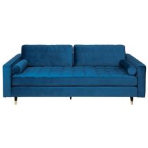 3-sitzer Sofa Koliri Blau – Designersofa Aus Samt Mit Massivholzgestell
