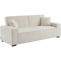Sweeek - 3-Sitzer-Sofa mit Schlaffunktion, cremeweißer Bouclébezug