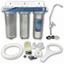Finerfilters - 3 Stage hma Heavy Metal Removal 10 Drinking Water Filter System with 1/4 fittings & Faucet Tap by