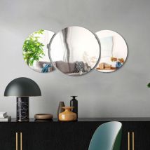 3 stickers miroirs rond et demi-lune - Autocollants stickers adhésifs effet miroir