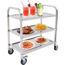 3-stöckiger Servierwagen 360° drehbarer Küchenwagen mit Bremse Robustes Küchenregal mit Rollen Kommerzieller Servierwagen 85 x 45 x 90 cm