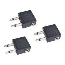 Bluedeer - 3 Stück Flugzeug-Kopfhörer-Adapter,auf 3,5 mm Klinkenbuchse, Airplane Flight Kopfhörer Adapter für Alle Airlines In-Flight Media Systemen