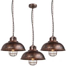 3 Stück Industrial Vintage Pendelleuchte Metall Hängelampe Rostoptik Esszimmerlampe Ø33cm