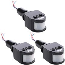 Tonchean - 3 stücke Automatischer Infrarot-Bewegungsmelder Schwarz Bewegungsmelder Außenlichtschalter dc 12 v Pir-Bewegungsmelder Innenwand Pir-Sensor