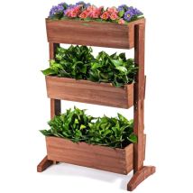 Northix - 3 stufiges holzernes blumenregal blumenstander 3 etage hochbeet blumentreppe 71 x 38 x 105 cm braun 88305306 88305306 88305306 88305306
